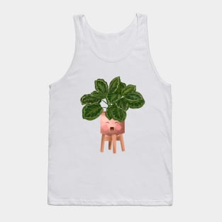 Cute Plant Illustration, Calathea Medallion- Prayer Plant Art Tank Top